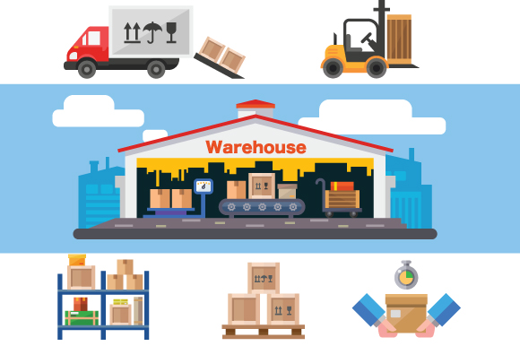 Warehouse flat vector illustration. ~ Illustrations on Creative Market