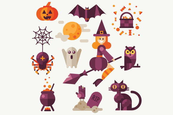 Halloween Flat Vector Icon Set Halloween Flat Vector Icon Set