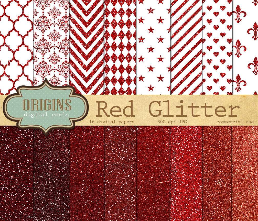Ruby Red Glitter Digital Paper Textures on Creative Market