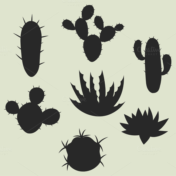 Collection Of Stylized Cactuses Collection Of Stylized Cactuses