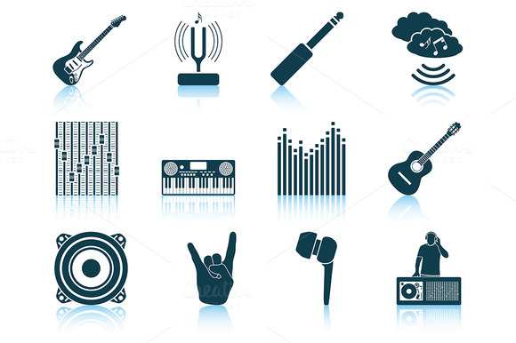 Set Of 12 Musical Icons Set Of 12 Musical Icons