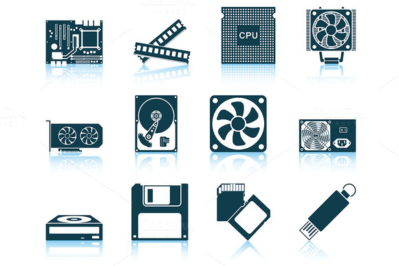 Set Of 12 Computer Hardware Icons Set Of 12 Computer Hardware Icons