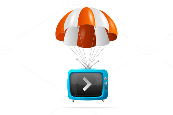 Tv And Parachute Vector Tv And Parachute Vector