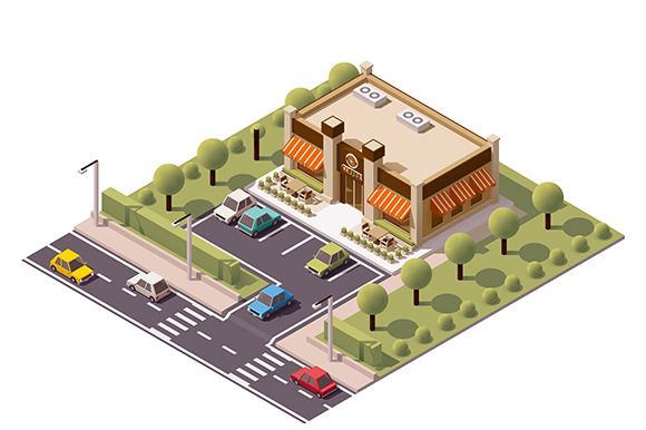 Vector Isometric Coffee Shop Vector Isometric Coffee Shop
