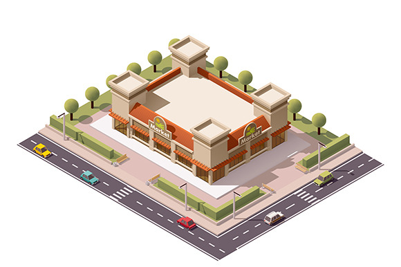 Vector Isometric Indoor Market Vector Isometric Indoor Market