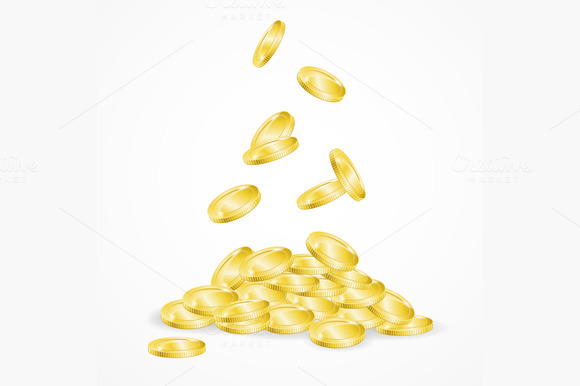Falling Coins Isolated Vector Falling Coins Isolated Vector