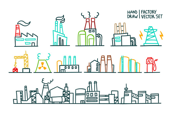 Set Of Factory Illustration Set Of Factory Illustration
