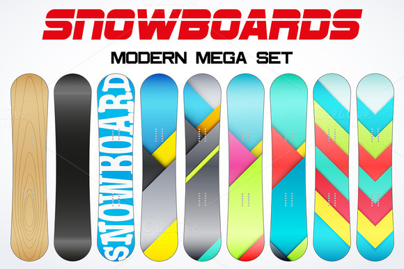 Set Of Modern Snowboards Set Of Modern Snowboards
