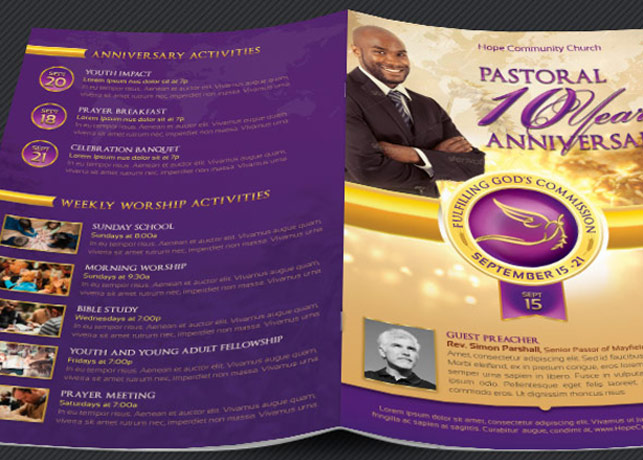 Clergy Anniversary Service Program ~ Brochure Templates on 