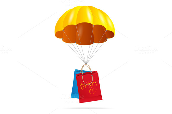 Yellow Parachute With Shopping Bag Yellow Parachute With Shopping Bag