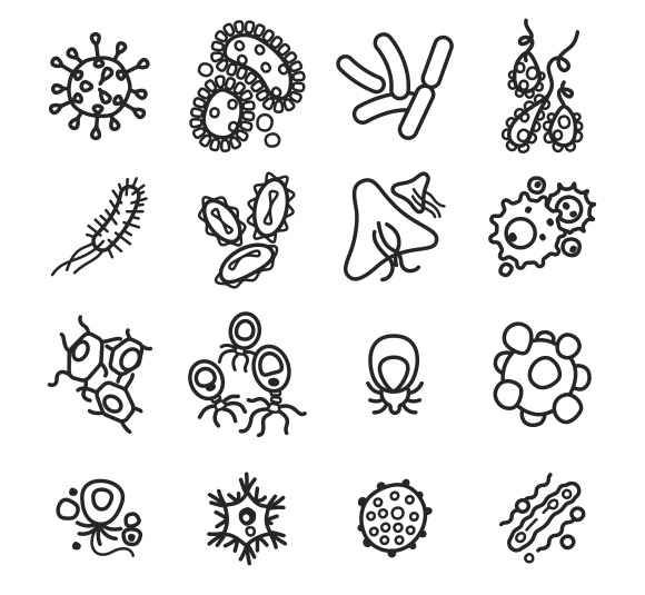 Vector Bacteria And Virus Icons Set Vector Bacteria And Virus Icons Set