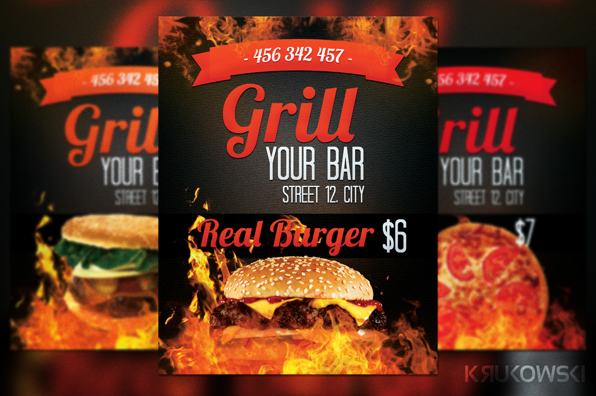 Grill Bar Flyer ~ Flyer Templates on Creative Market