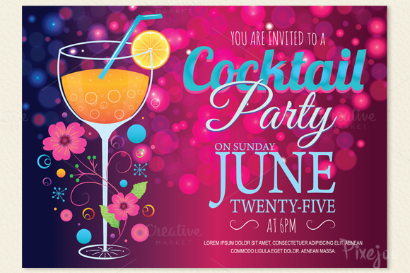 Cocktail Party Invitation Card ~ Card Templates on Creative Market