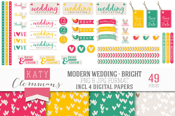 Modern Wedding Bumper Clip Art Pack Modern Wedding Bumper Clip Art Pack