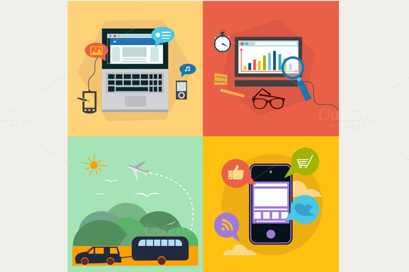 Set Of Flat Design Concept Icons 3 Set Of Flat Design Concept Icons 3