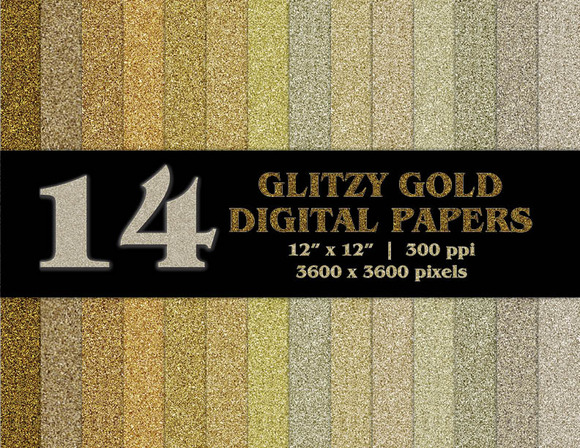 14 Glitzy Gold Digital Papers 14 Glitzy Gold Digital Papers