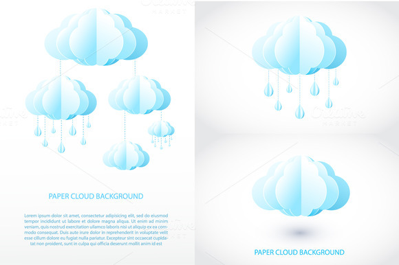 Paper cloud set ~ Illustrations on Creative Market
