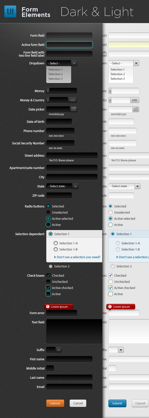 Light & Dark Form Elements ~ Web Elements on Creative Market