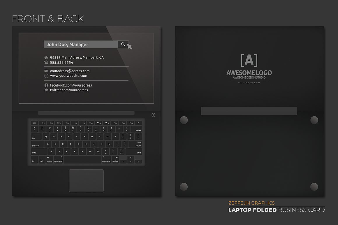 Laptop Business Card Black Edition Business Card Templates on