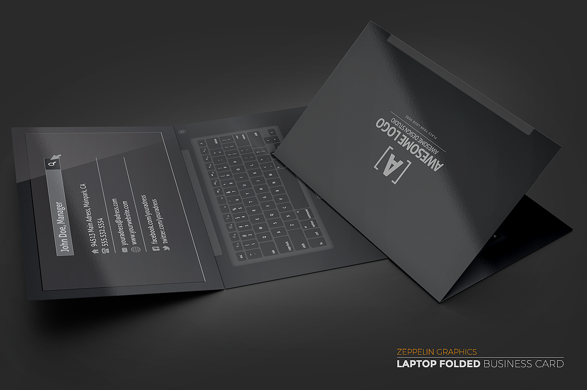 Laptop Business Card Black Edition Business Card Templates on