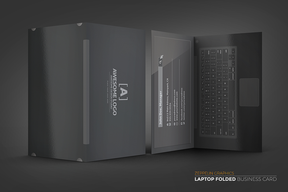 Laptop Business Card Black Edition Business Card Templates on