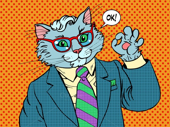 Cat Businessman OK Gesture Cat Businessman OK Gesture