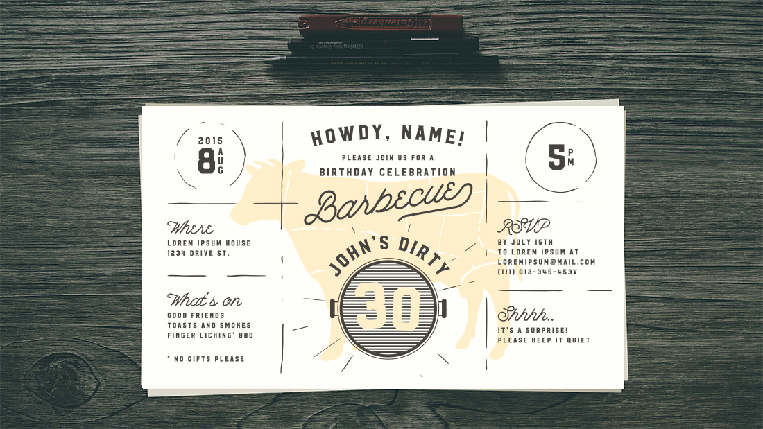 Dirty 30 Birthday Bbq Invitation Invitation Templates On Creative Market 30th Birthday Flyer Templates