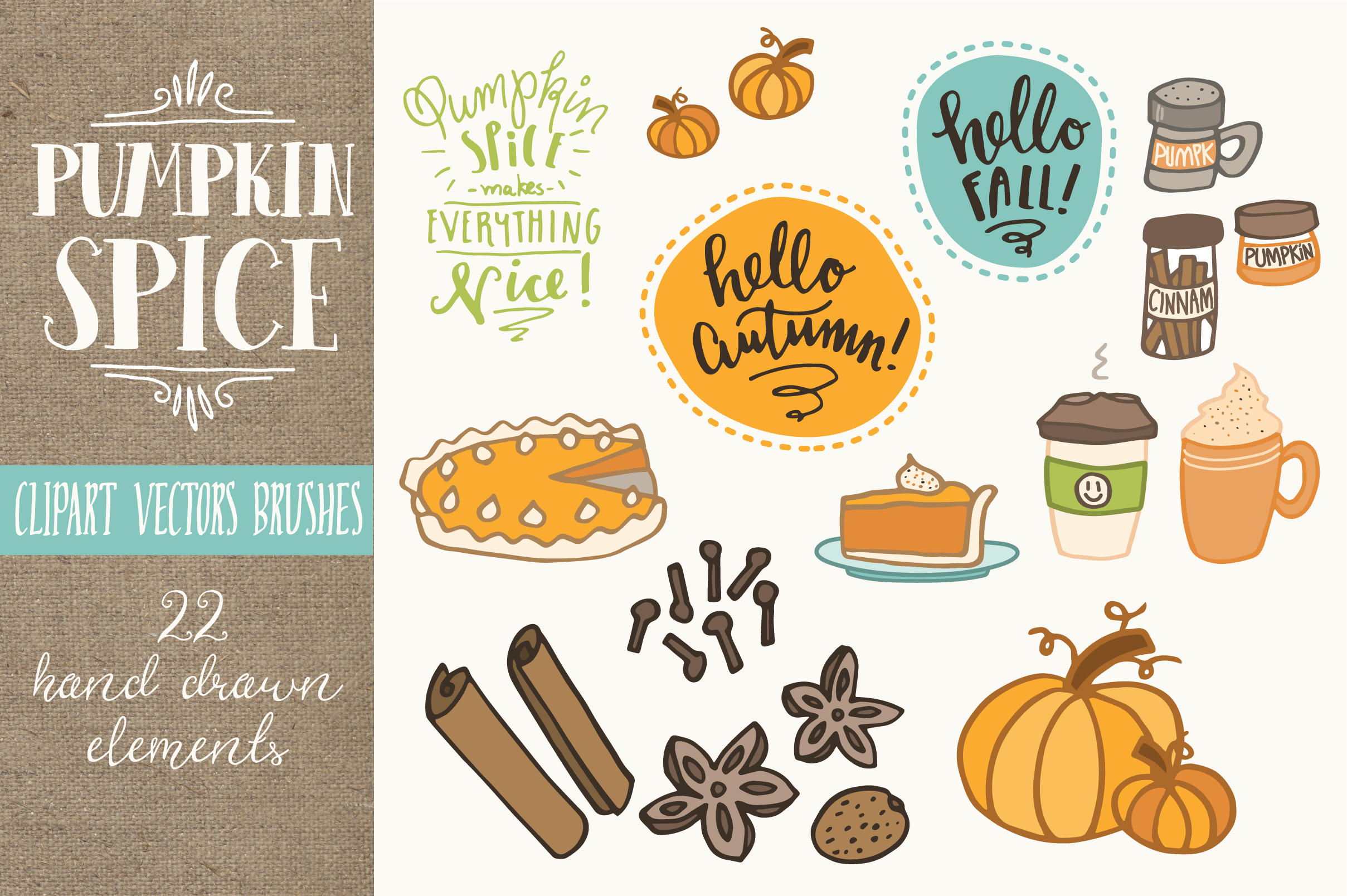 Download Pumpkin Spice Clip Art Set - Vectors ~ Illustrations on ...