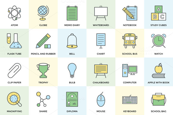 100 School And Education Icon Set 100 School And Education Icon Set