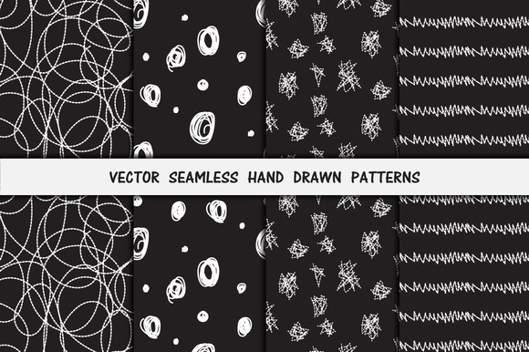 8 Black-White Hand Drawn Patterns 8 Black-White Hand Drawn Patterns