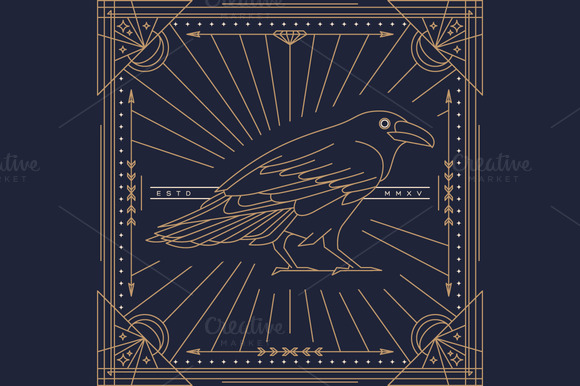 Thin Line Bird Label Thin Line Bird Label