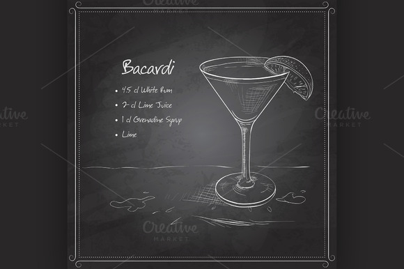 Coctail Bacardi On Black Board Coctail Bacardi On Black Board