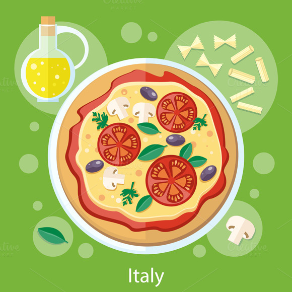 Italian Food Pizza With Ingredients Italian Food Pizza With Ingredients
