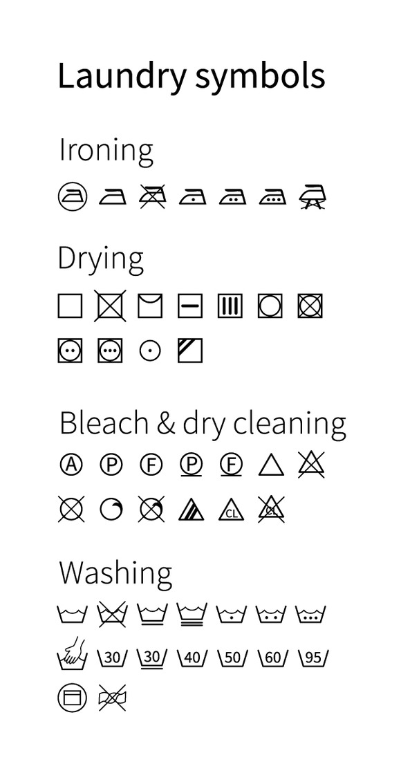 Laundry Symbols Icons On White Laundry Symbols Icons On White