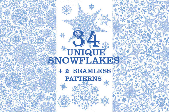 Snowflakes Collection.Winter Pattern