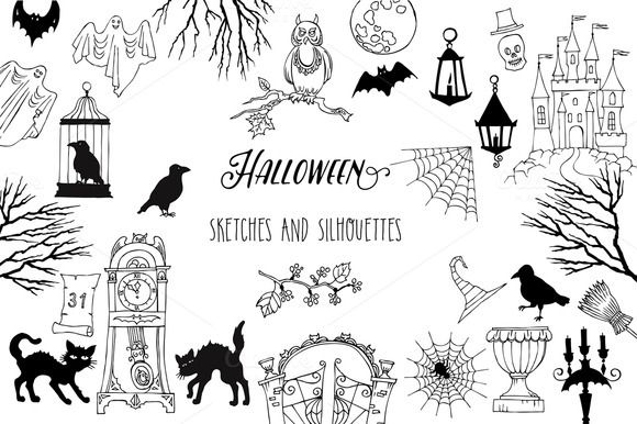 Halloween Sketches And Silhouettes