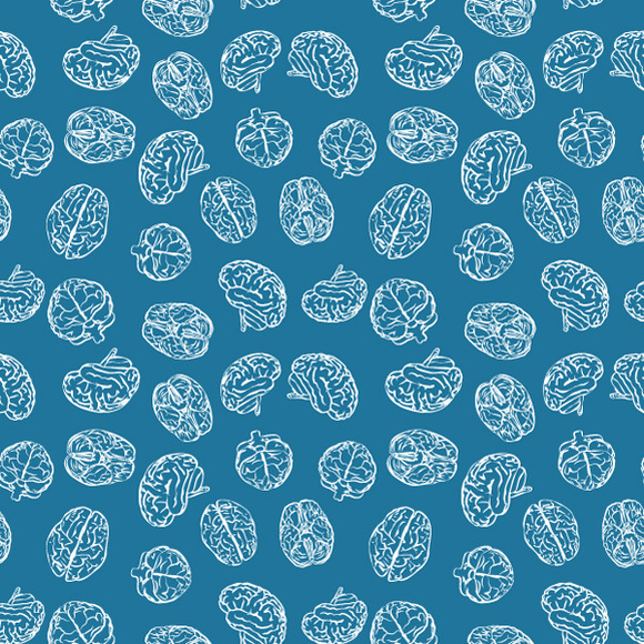 Brains On Blue Seamless Pattern