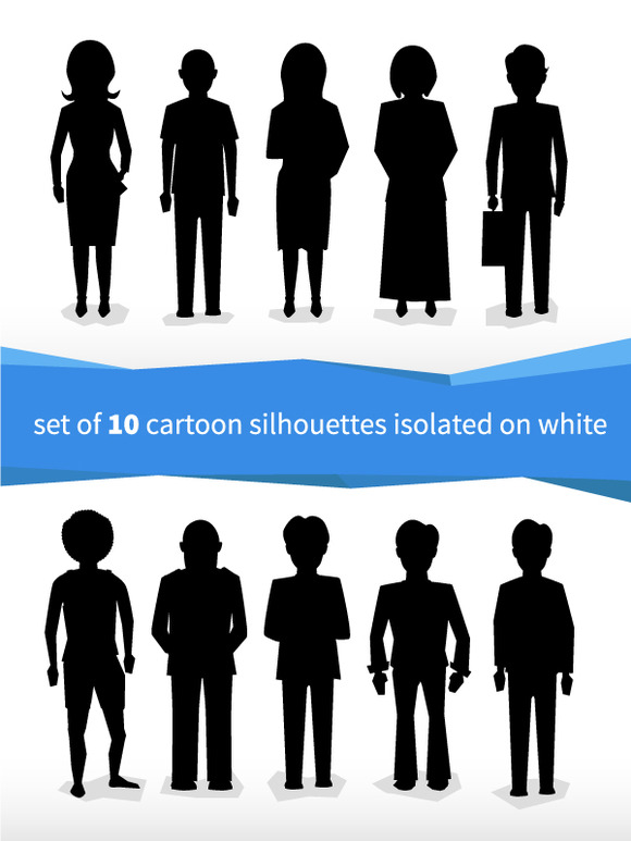 Set Of 10 Cartoon Silhouettes Set Of 10 Cartoon Silhouettes