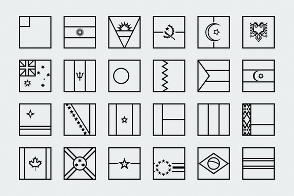 Outline Square World Flags