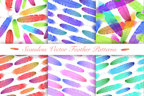 Colorful Feathers Seamless Patterns