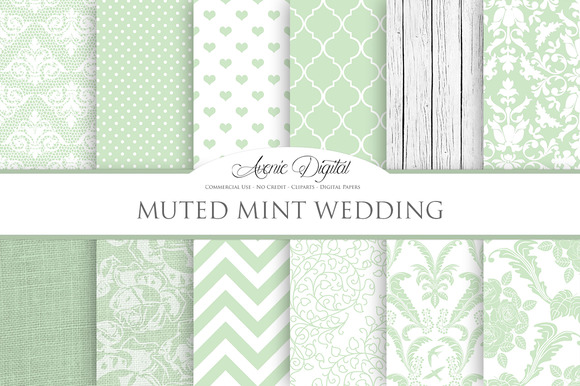 Muted Mint Wedding Digital Paper Muted Mint Wedding Digital Paper