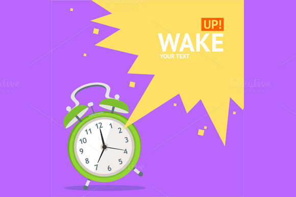 Wake Up Clock Concept Card Vector Wake Up Clock Concept Card Vector