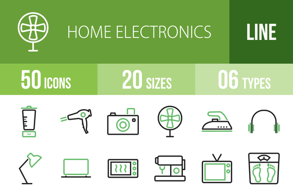 50 Home Electronics Green Black Icon 50 Home Electronics Green Black Icon