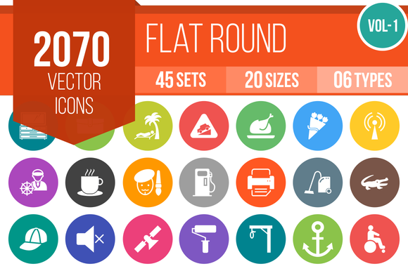 2070 Vector Flat Round Icons