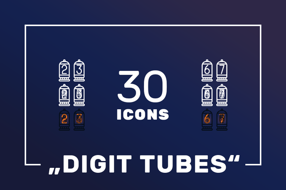 Digit Tubes Icon Set