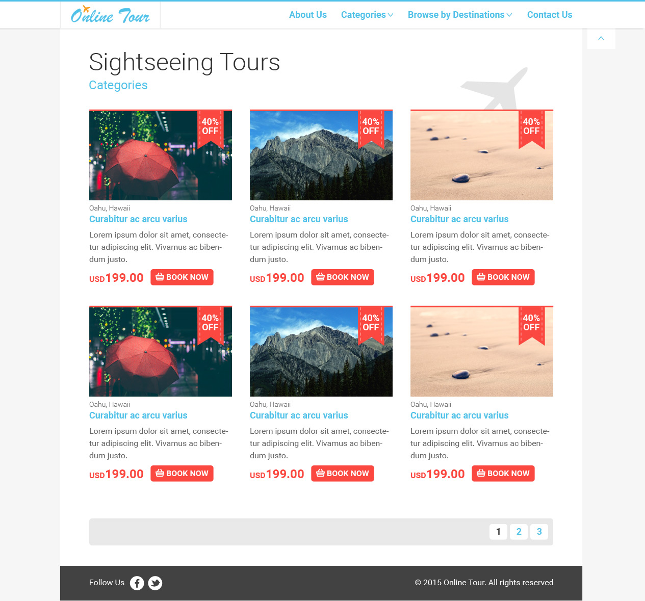 travel ecommerce website