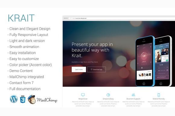 Krait- Landing Page Wordpress Theme