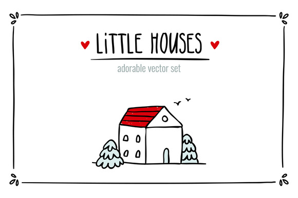 Little Houses Vector Set Little Houses Vector Set