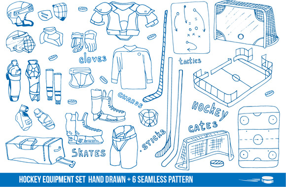 Hockey Items Icons 6 Patterns Hockey Items Icons 6 Patterns