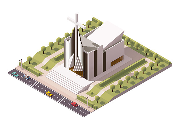Vector Isometric Modern Church Vector Isometric Modern Church